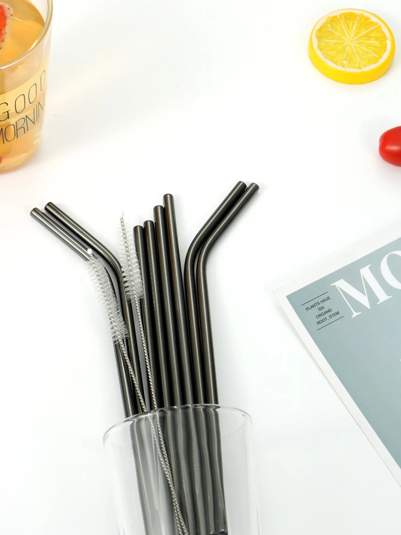 10pcs Stainless Steel Straw & 2pcs Cleaning Brush