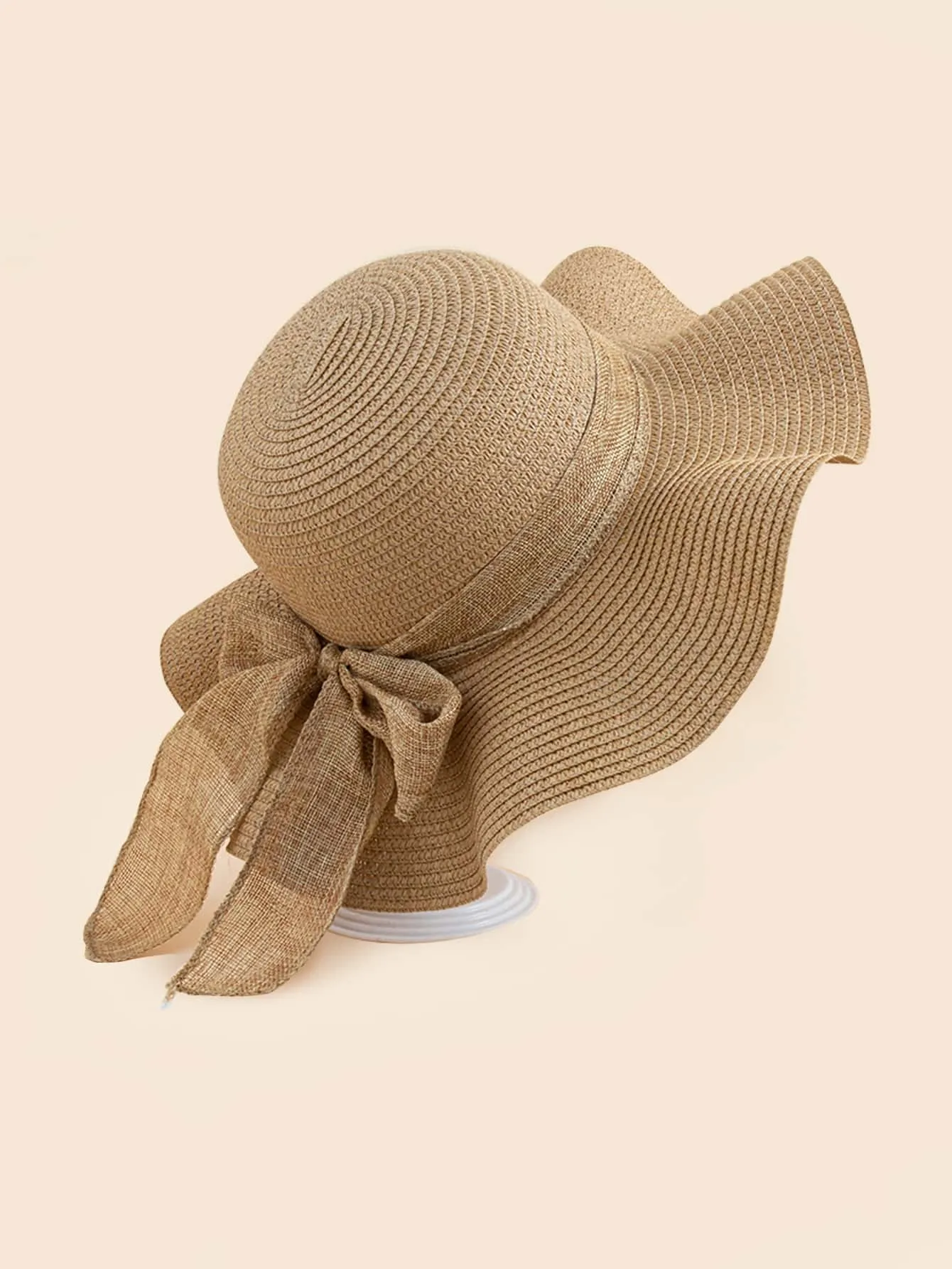 1pc Women Bow Decor Boho Straw Hat For Beach