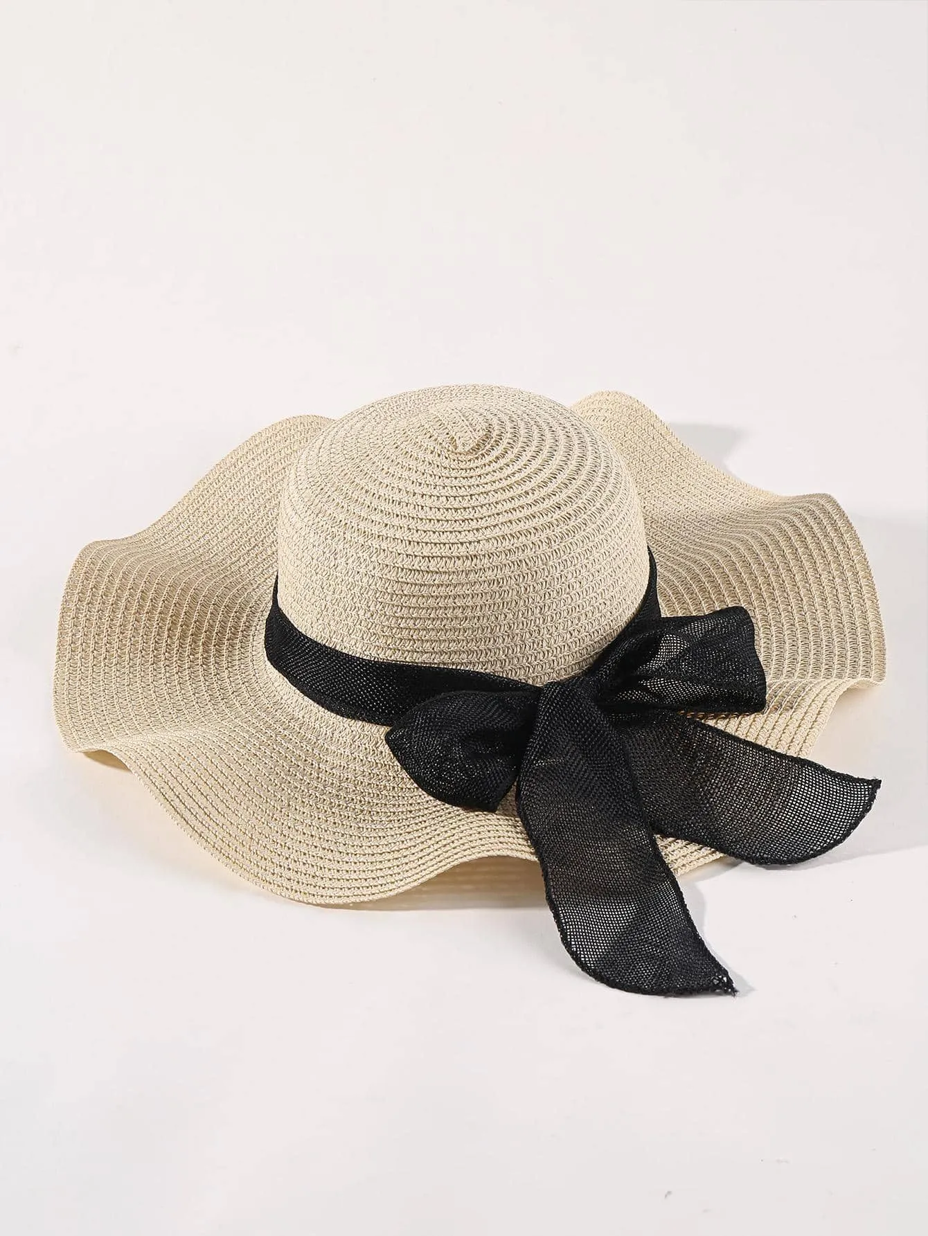 1pc Women Bow Decor Boho Straw Hat For Beach