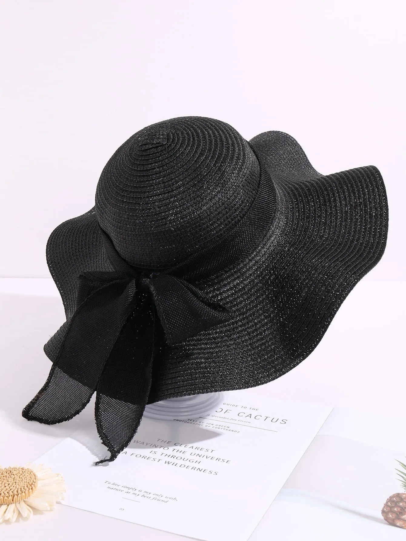 1pc Women Bow Decor Boho Straw Hat For Beach