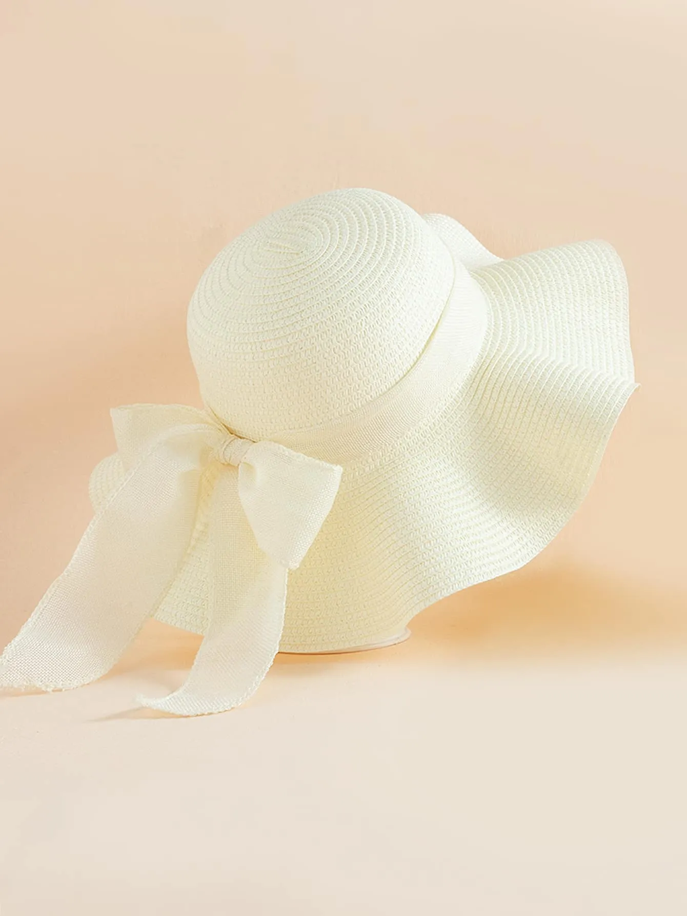 1pc Women Bow Decor Boho Straw Hat For Beach