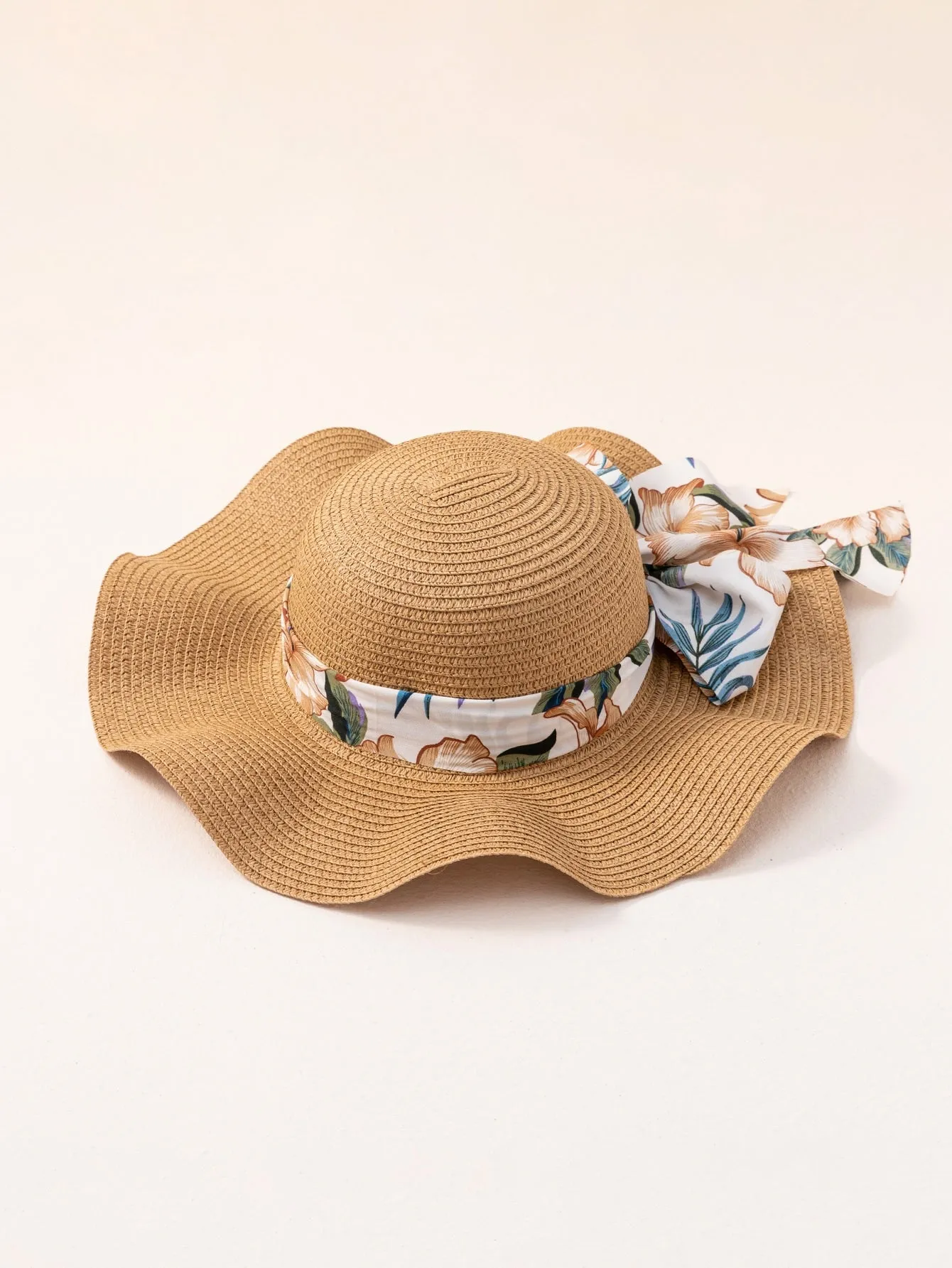 1pc Women Bow Decor Boho Straw Hat For Beach