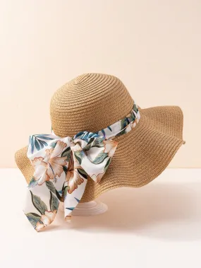 1pc Women Bow Decor Boho Straw Hat For Beach