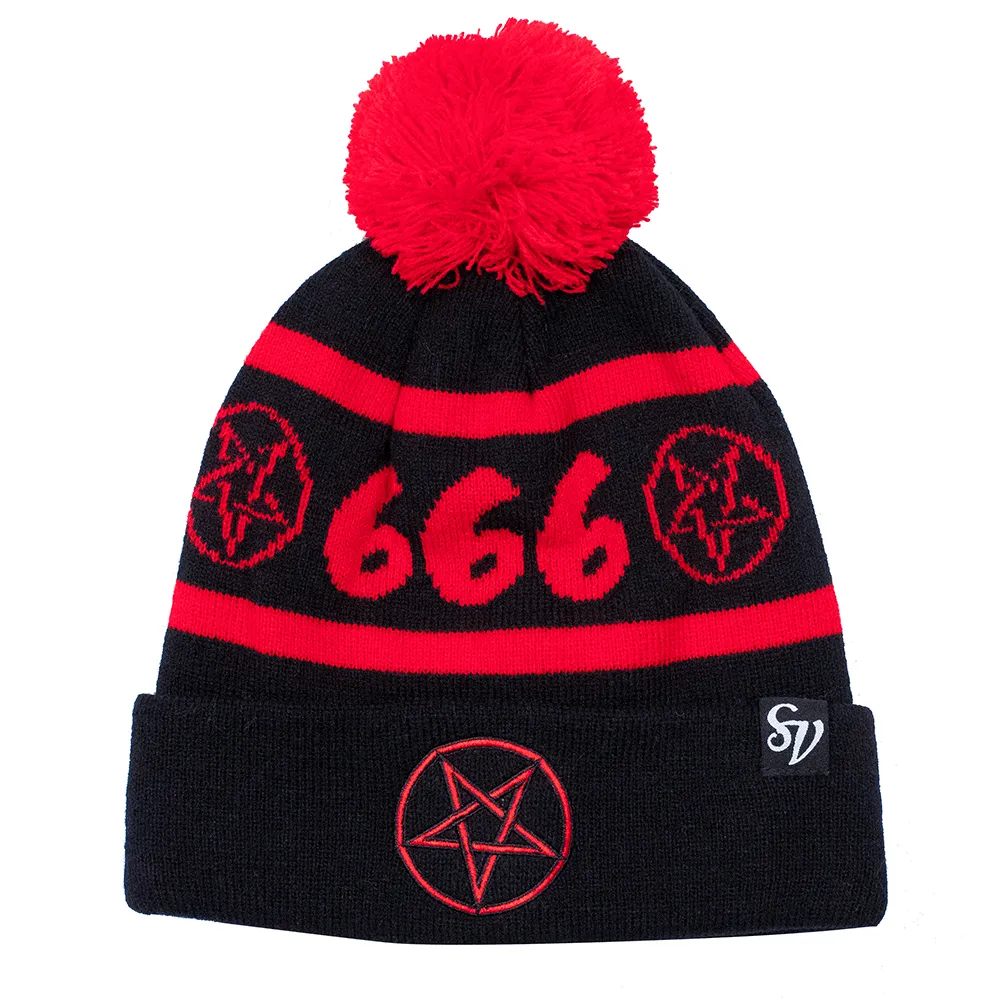 666 Pentagram Pom Pom Beanie