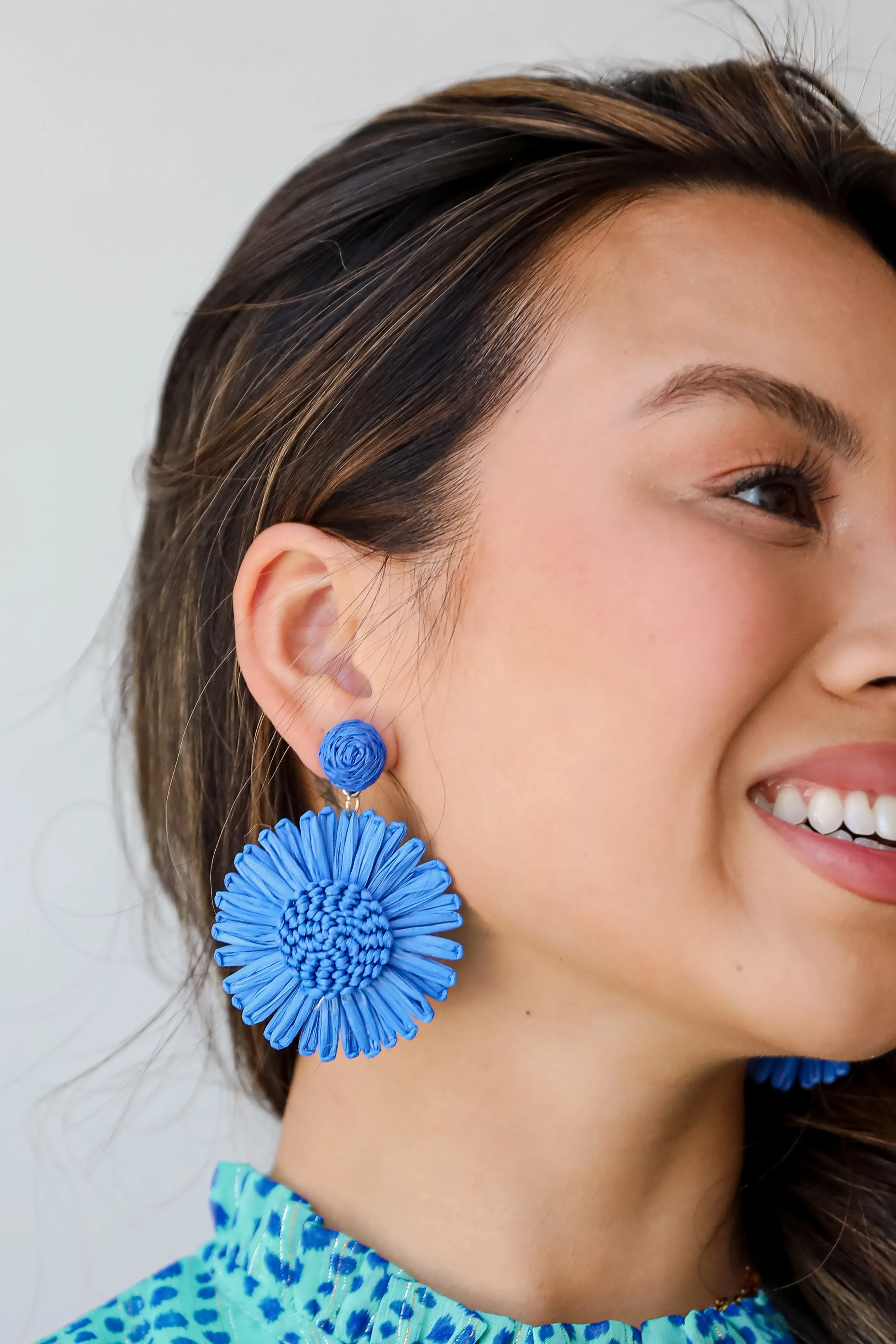 Abby Straw Flower Statement Earrings