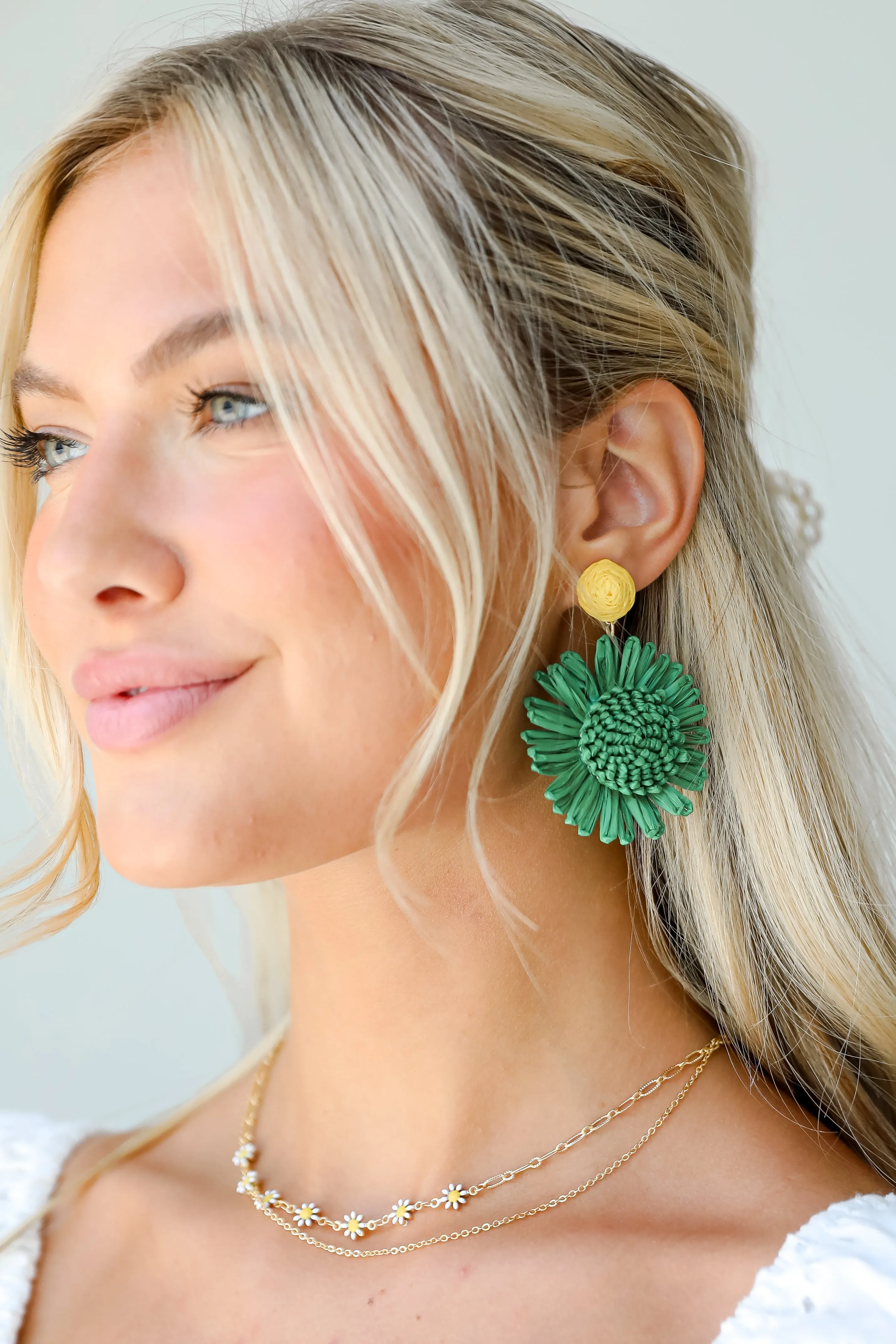 Abby Straw Flower Statement Earrings