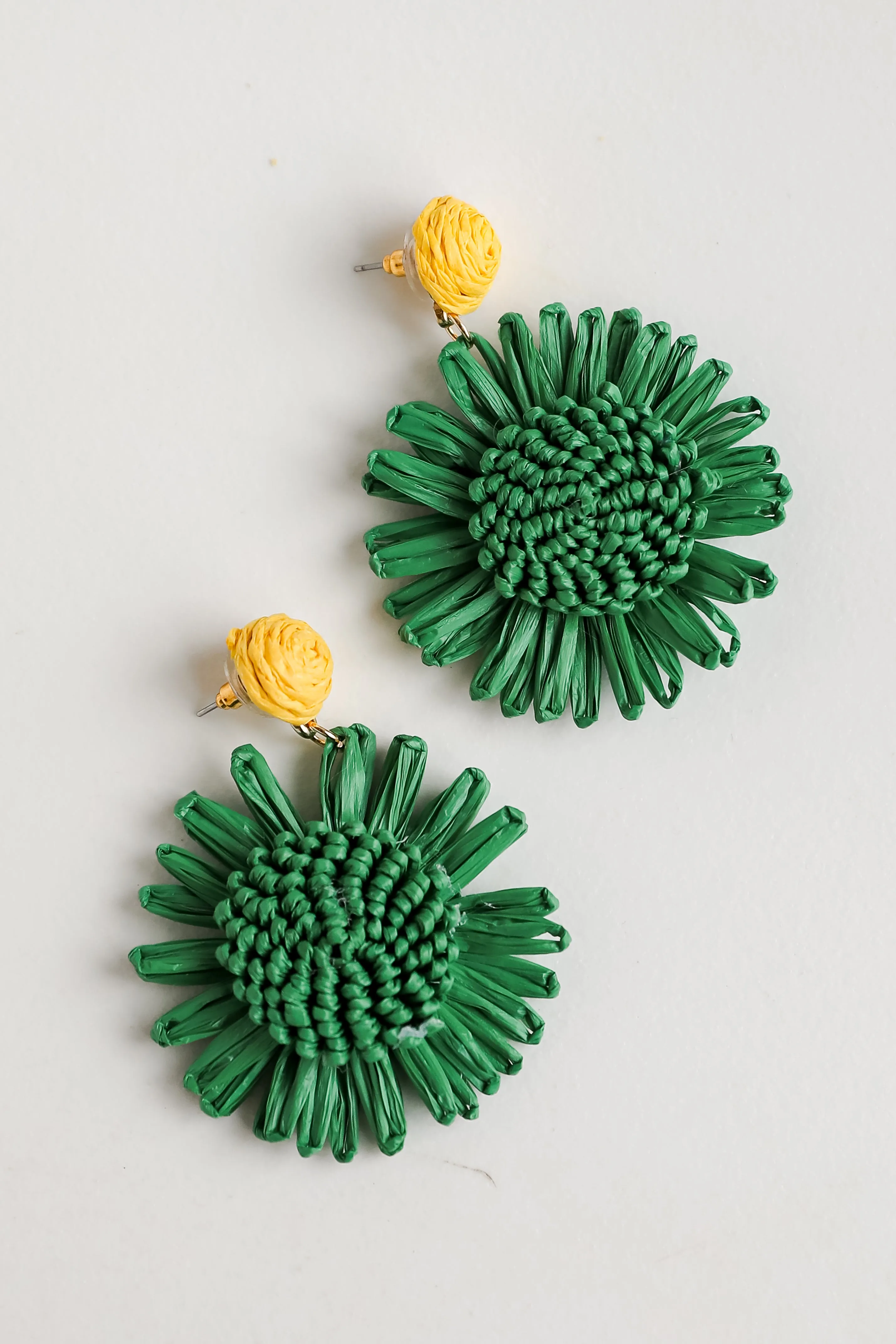 Abby Straw Flower Statement Earrings