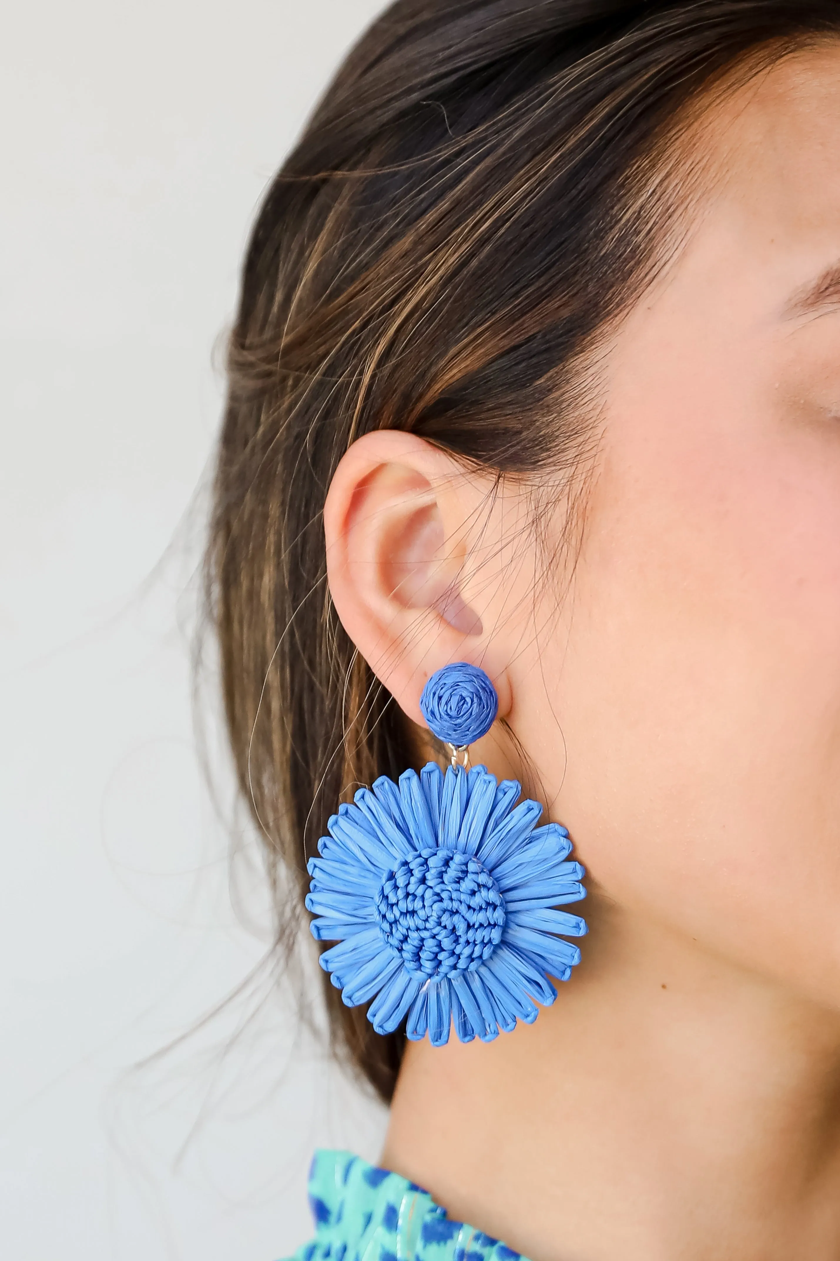 Abby Straw Flower Statement Earrings