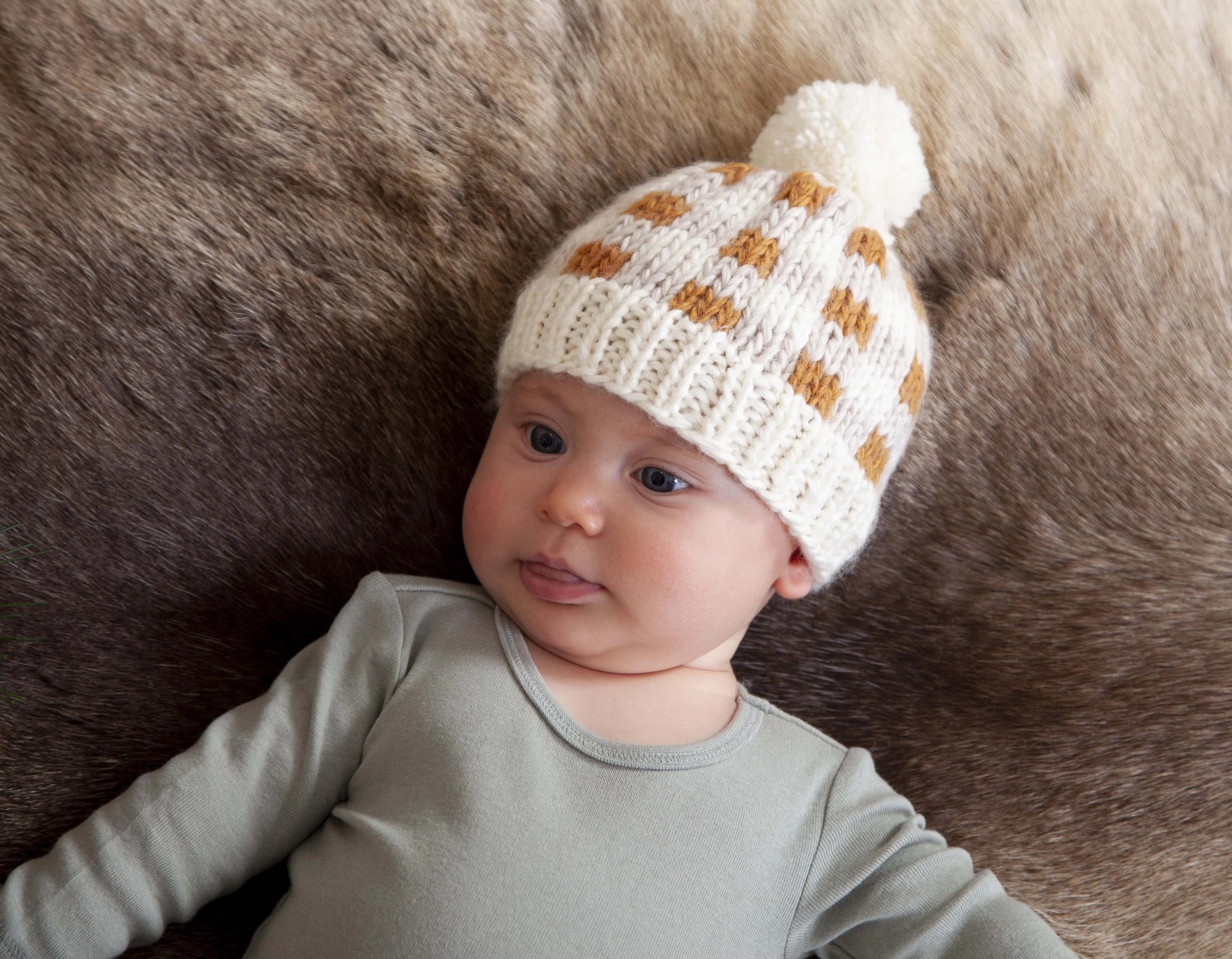 Acorn Checks Beanie - Caramel