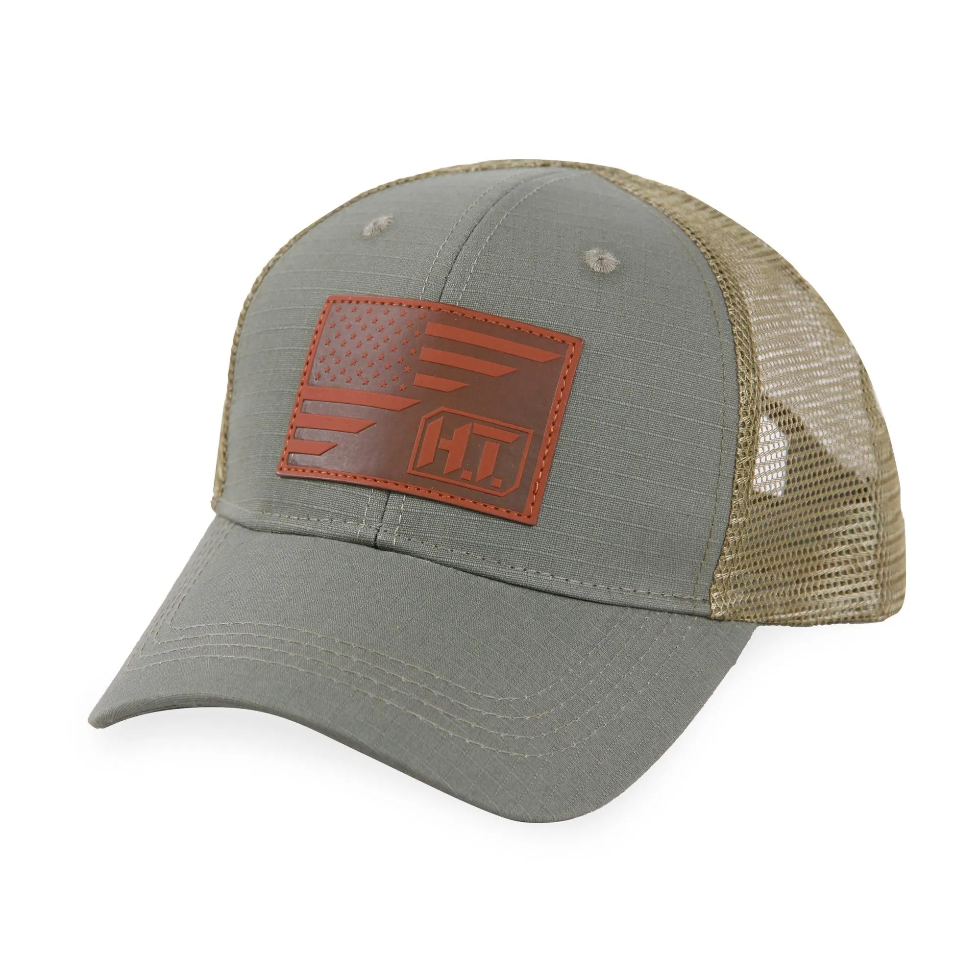 American Flag/HT Logo Leather Patch - Trucker Mesh