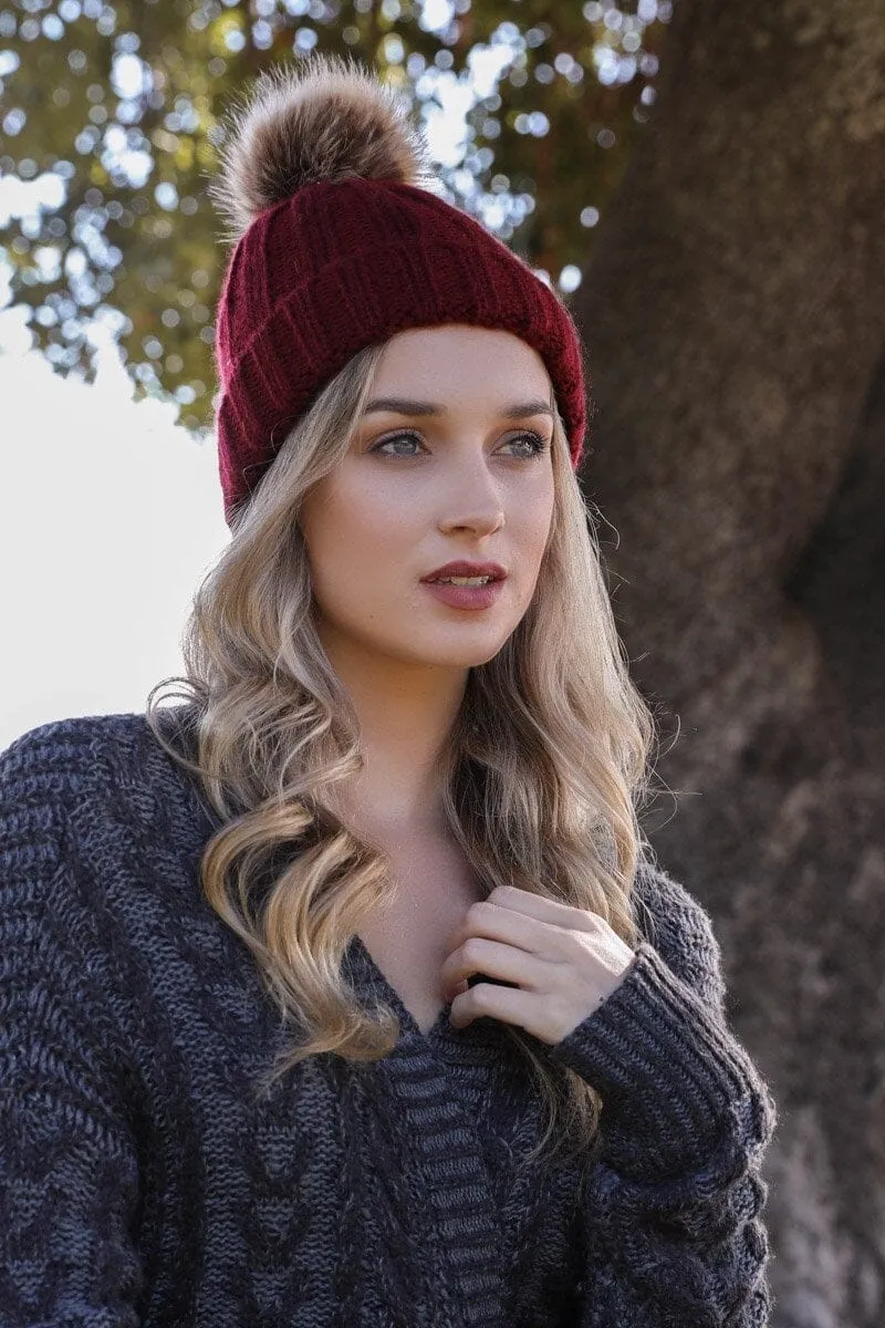 Basic Ribbed Pom Beanie