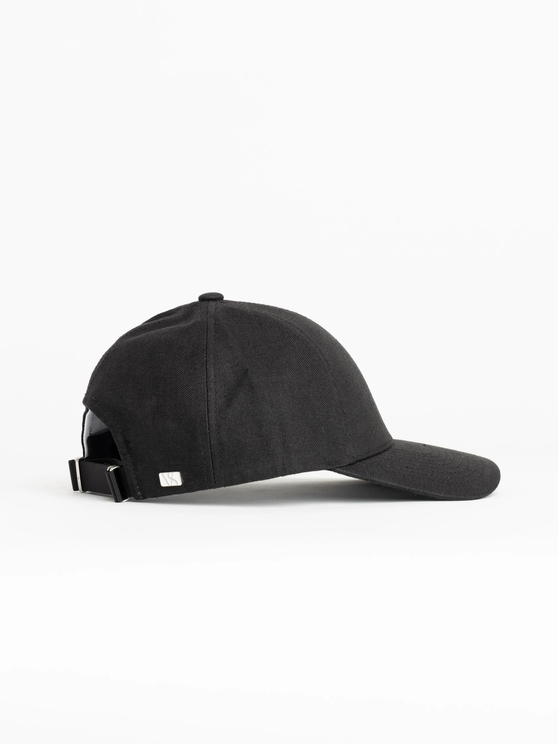 Black Linen Ball Cap