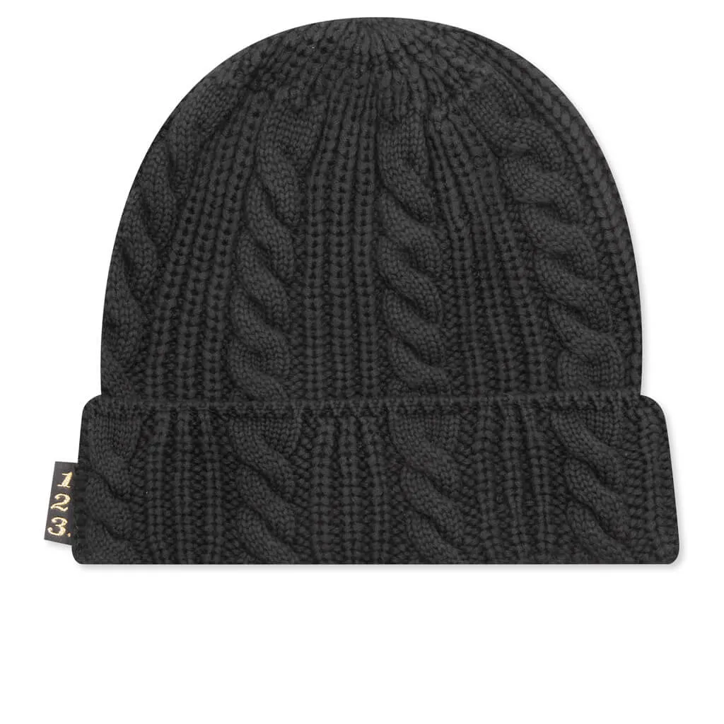 Cableknit Beanie - Anthracite Black