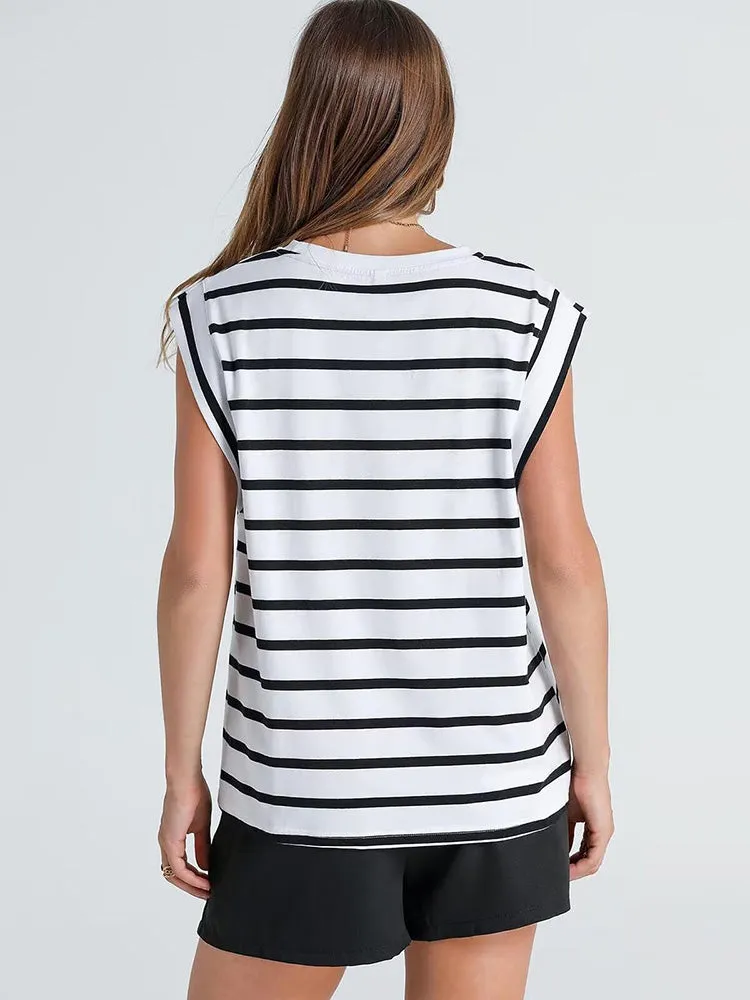 Cap Sleeve Striped Tee