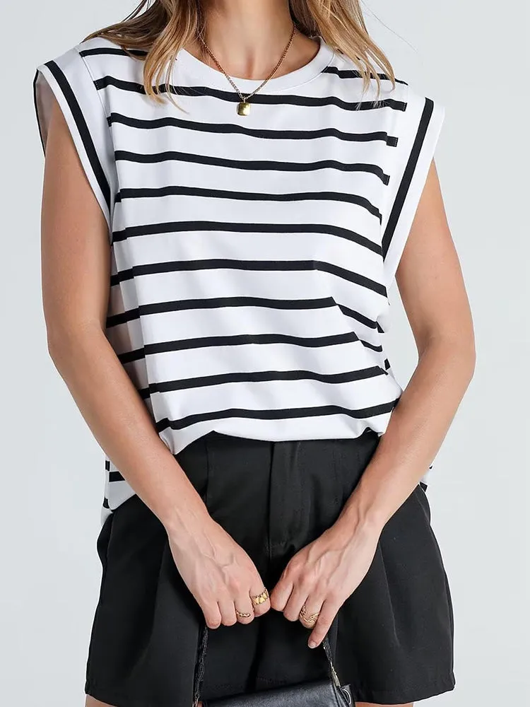 Cap Sleeve Striped Tee