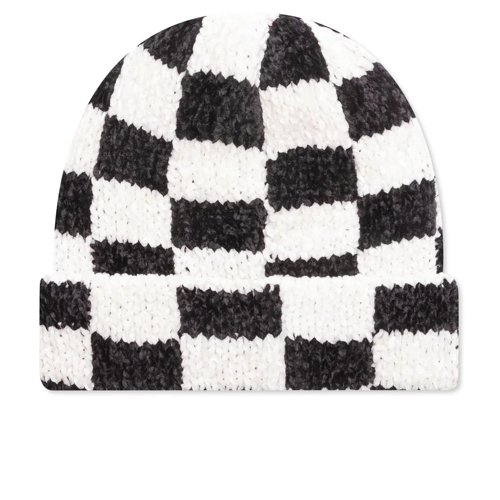 Crochet Checkered Beanie - Black