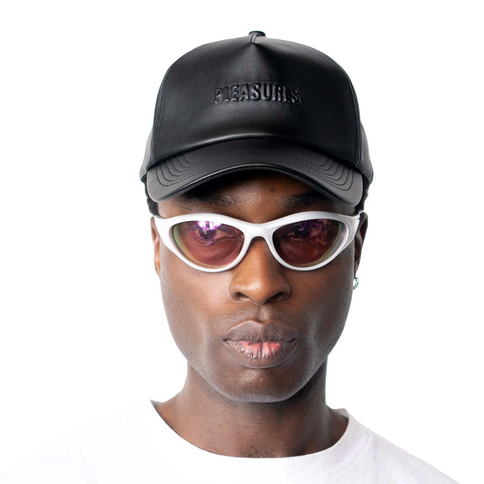 Debossed Vegan Leather Cap