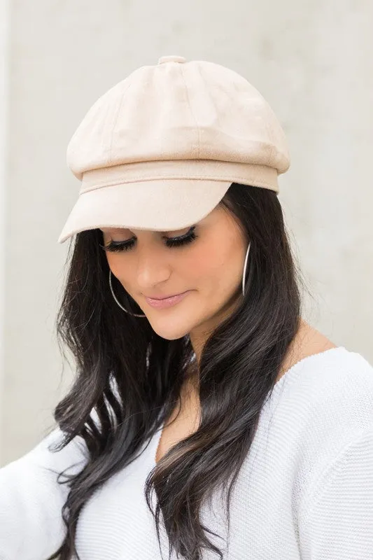 Faux Suede Newsboy Cap