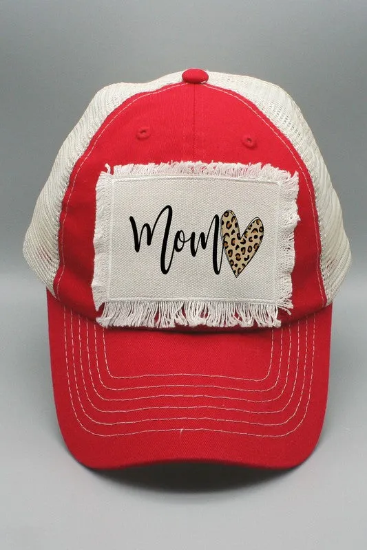 Mom Leopard Heart Trucker Cap