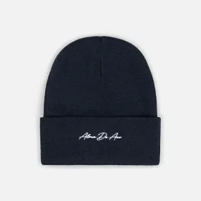 Navy Blue Script Beanie