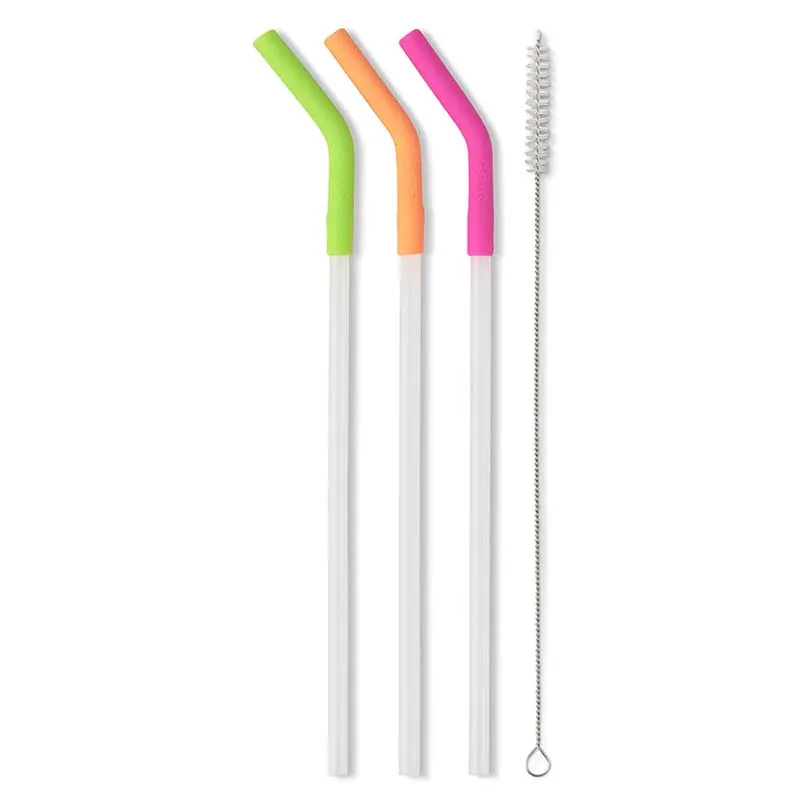 Neon Lime/Orange/Berry Straw Set