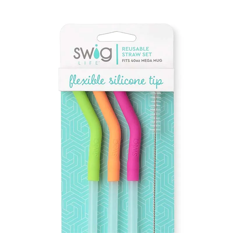 Neon Lime/Orange/Berry Straw Set