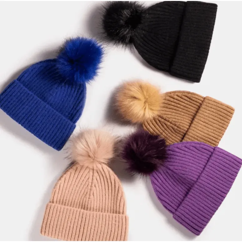 Pom Ribbed Beanie