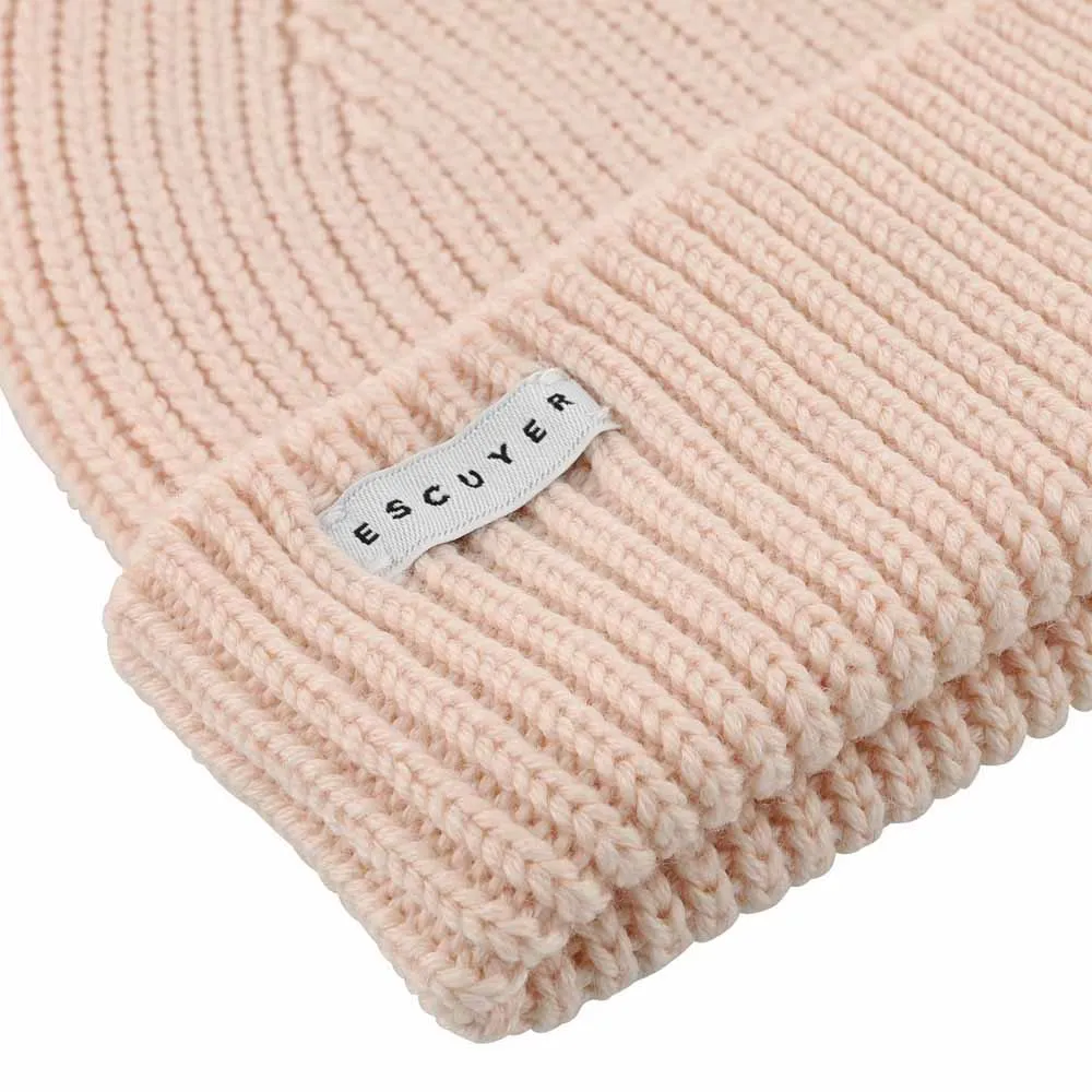 Ribbed Merino Beanie / Pink