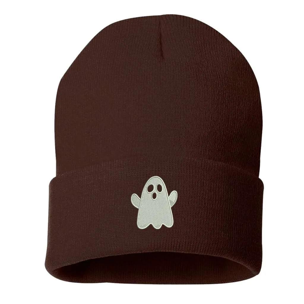 Spooky Ghost Cuffed Beanie - Halloween Ghost Beanie