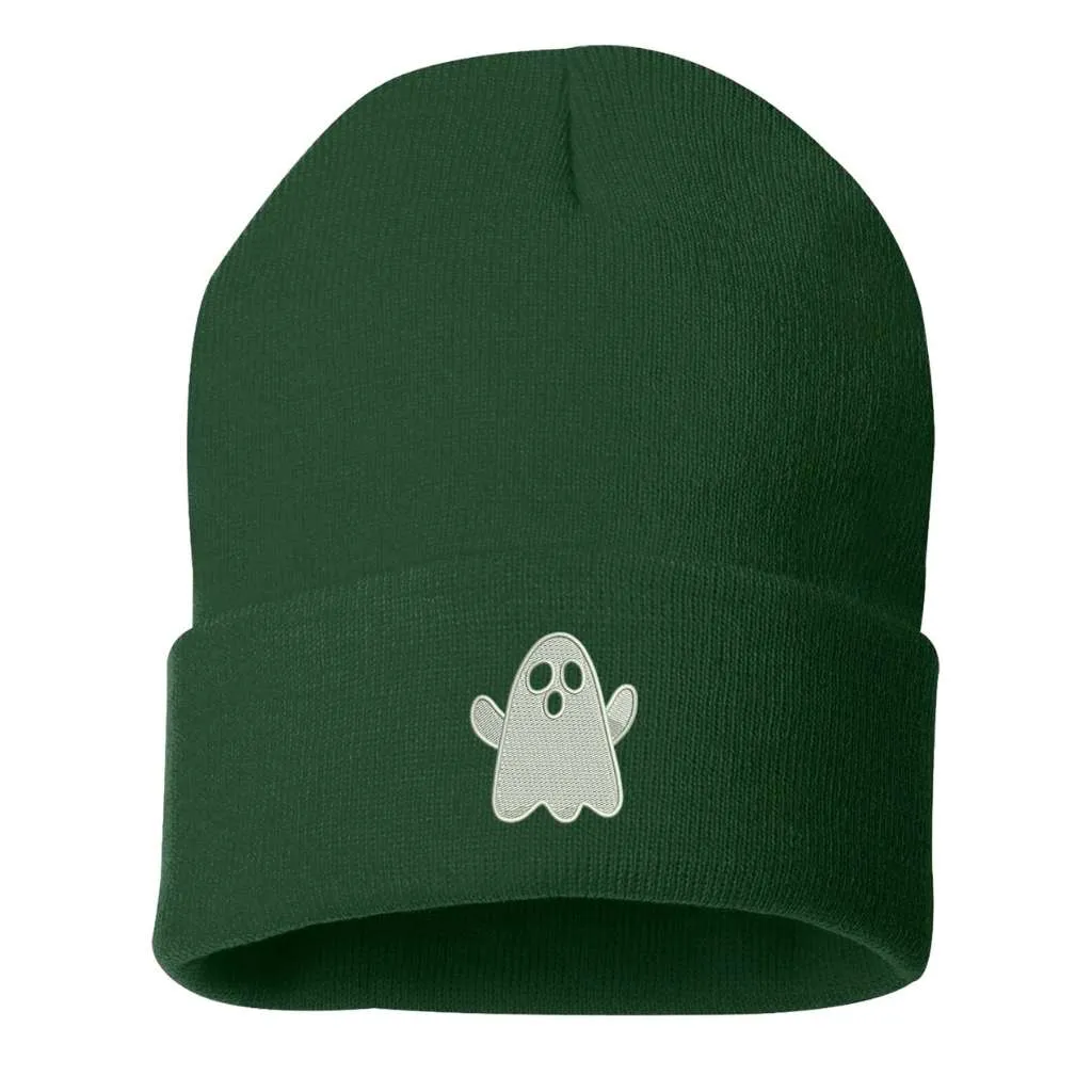 Spooky Ghost Cuffed Beanie - Halloween Ghost Beanie