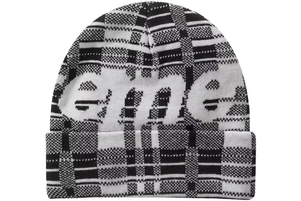 Supreme Big Logo Beanie Beanie (FW23) White Plaid