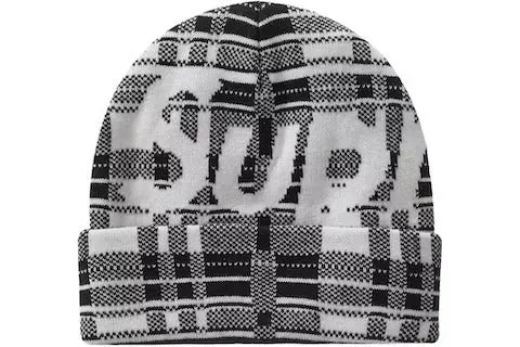 Supreme Big Logo Beanie Beanie (FW23) White Plaid